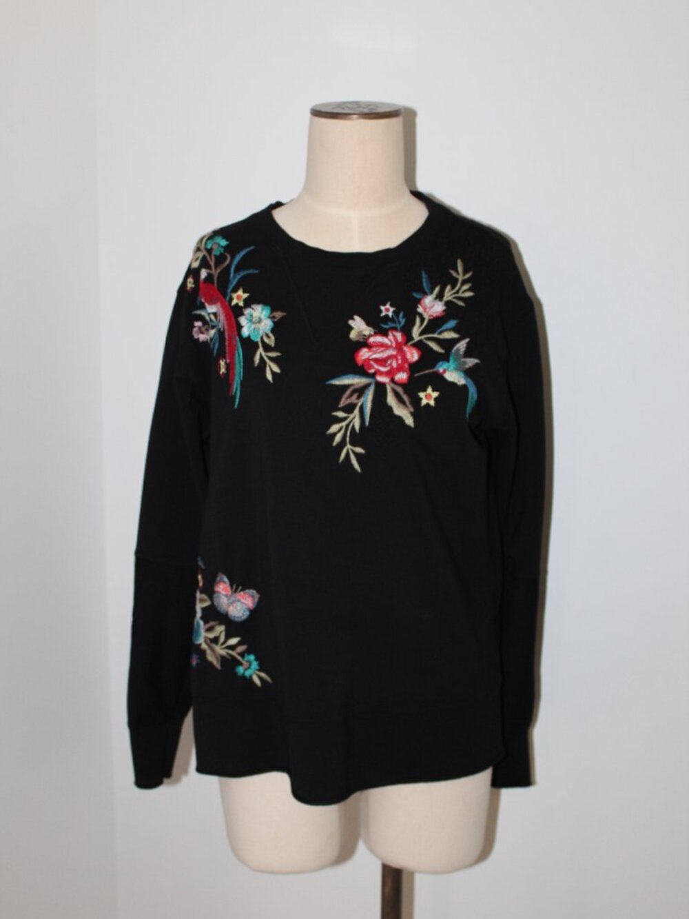 Johnny Was Biya 3JWorkshop JWLA Embroidered Pullover Sweatshirt Top Long Slv M